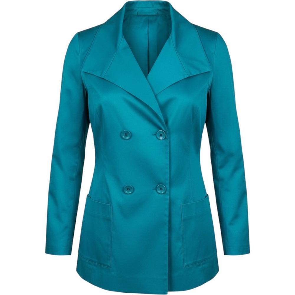 Carlisle Teal Blue Double Breasted Blazer Jacket Sz 2 Cotton Blend Professional